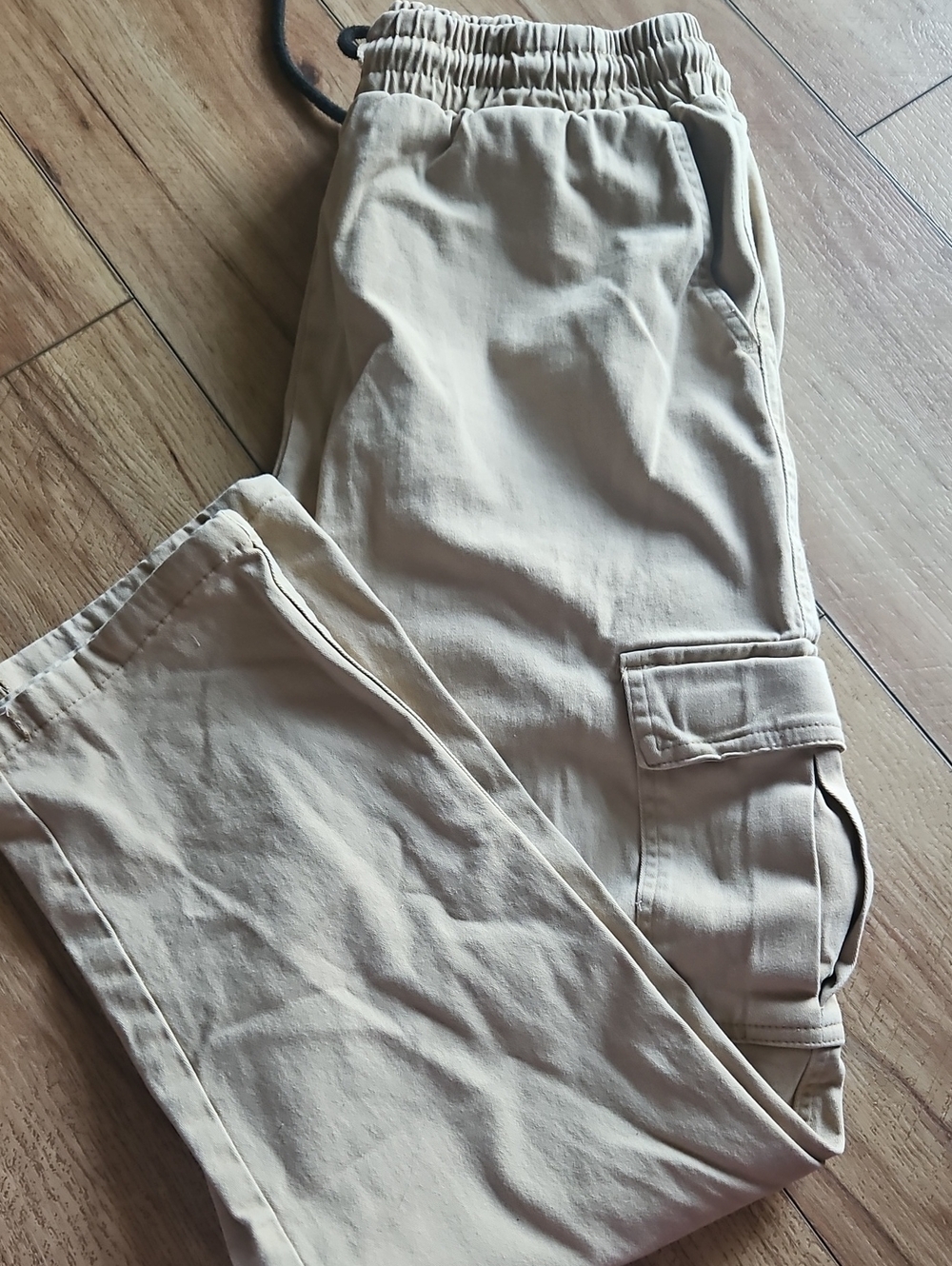 Source Unknown Beige Cargo Pants with Elastic Waist
